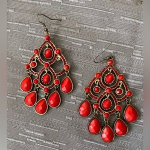 Gold tone and Resin Chandelier Earrings